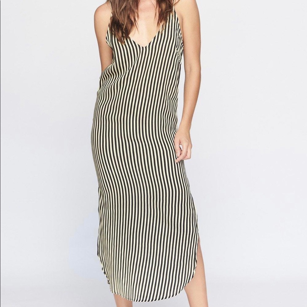 acacia swimwear Black and Cream Striped Maxi Dress
